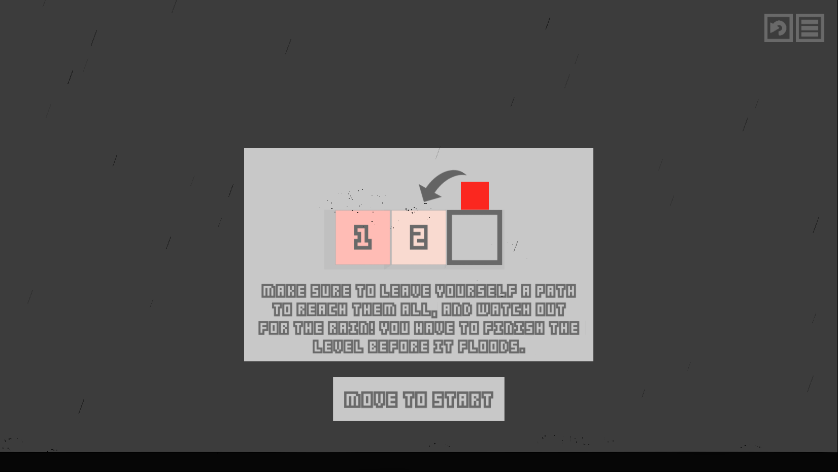 1 Square Game Leave a Path Instructions Screen Screenshot.
