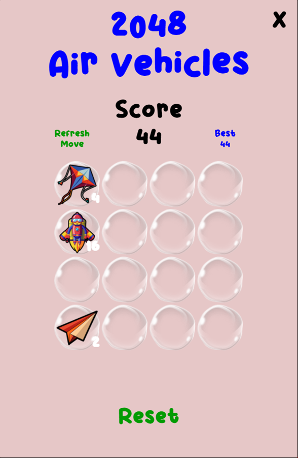 2048 Air Vehicles Game Start Screenshot.