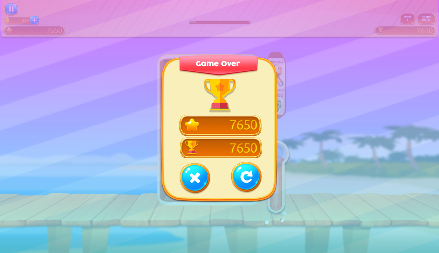 2048 Balls Game Over Screenshot.
