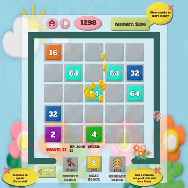 2048 Block Defender Game Progress Screenshot.