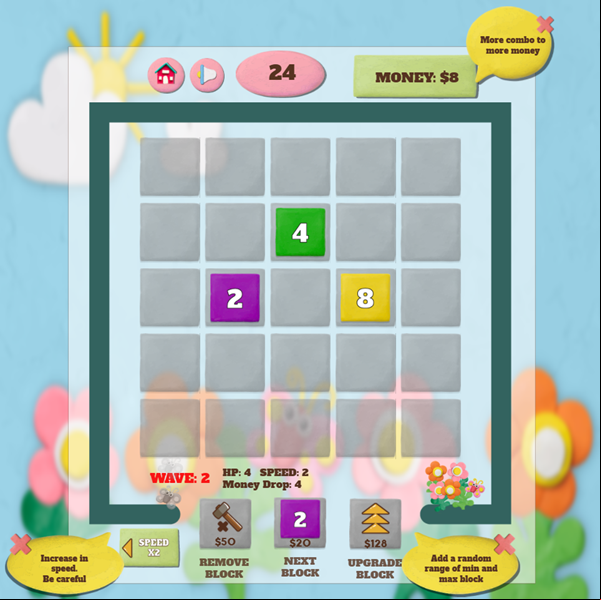 2048 Block Defender Game Start Screenshot.