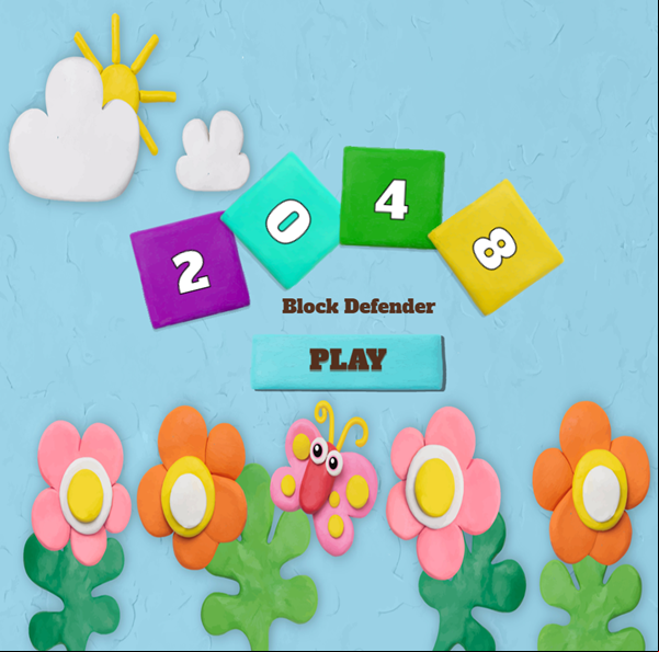 2048 Block Defender Game Welcome Screen Screenshot.