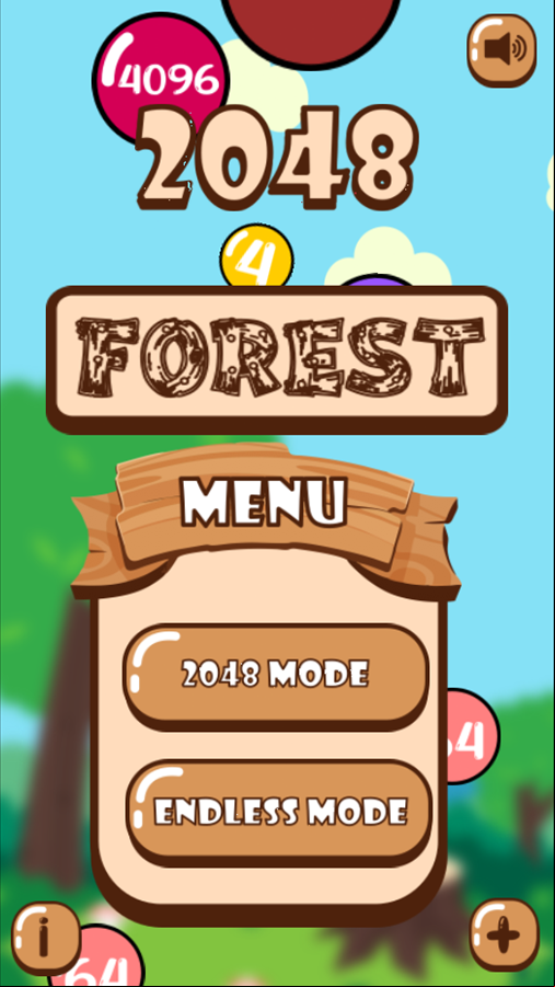 2048 Forest Game Welcome Screen Screenshot.