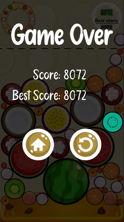 2048 Watermelon Game Over Screen Screenshot.