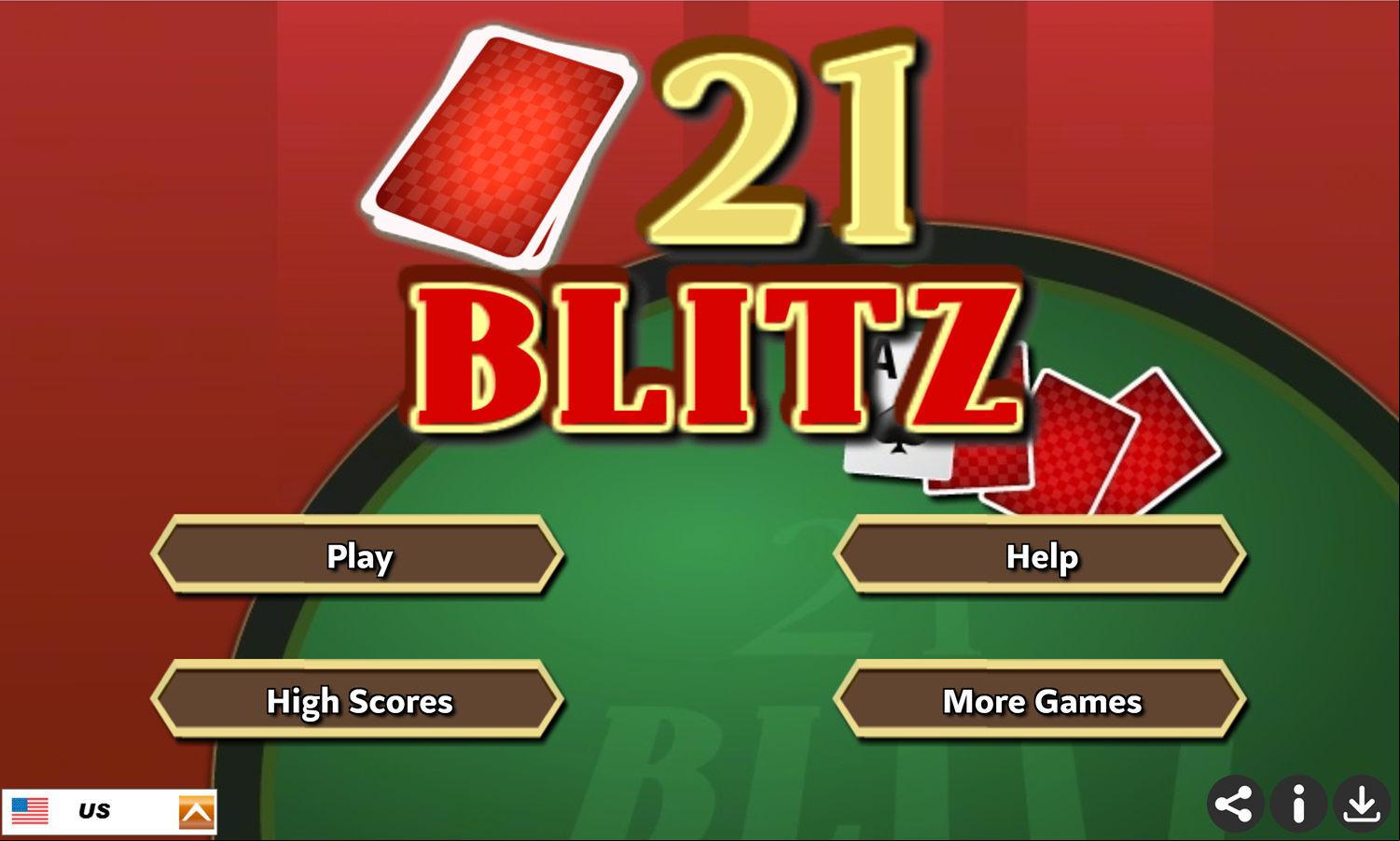 21 Blitz Game Welcome Screen Screenshot.