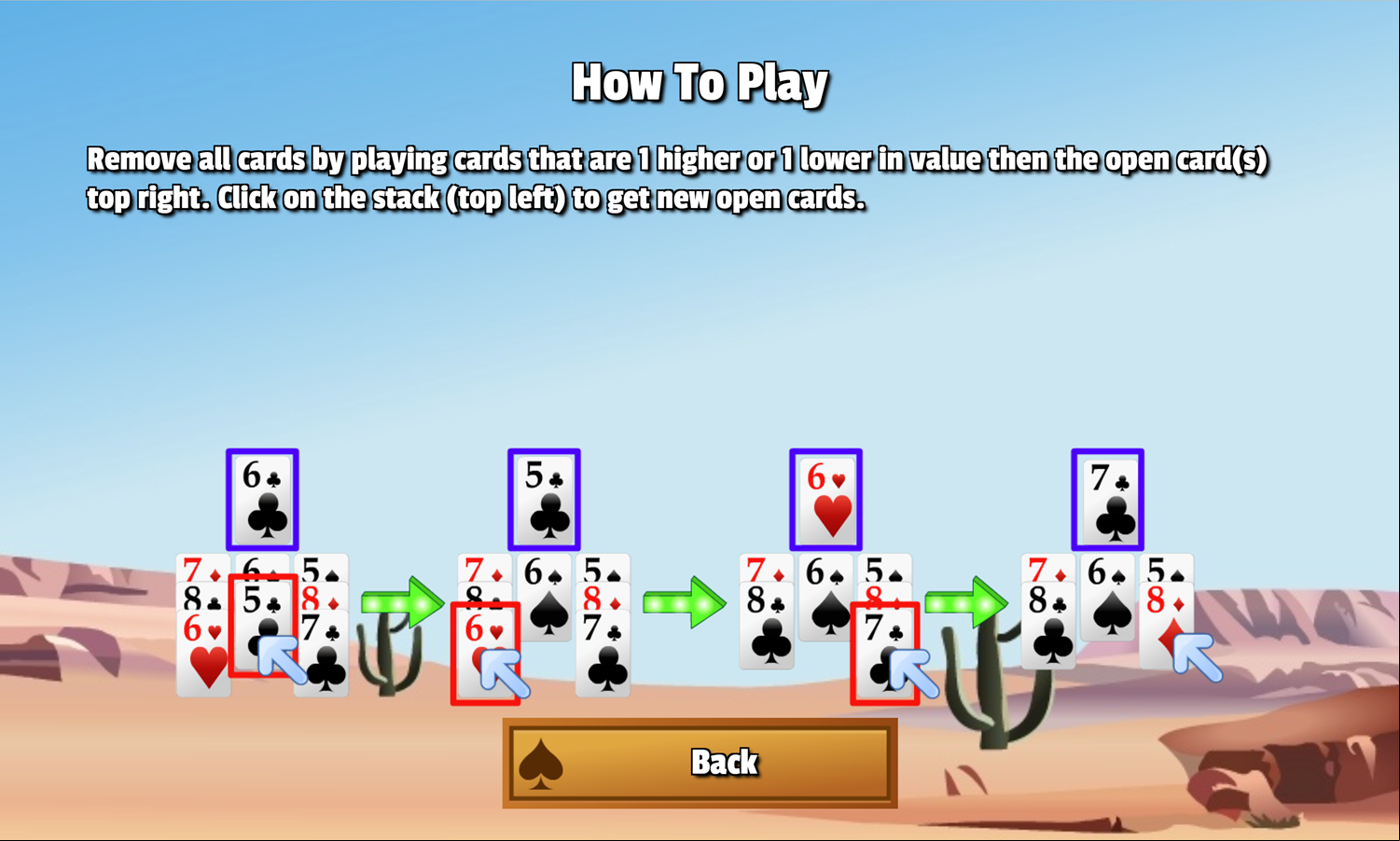 3 Keys Solitaire Game How to Play Screen Screenshot.
