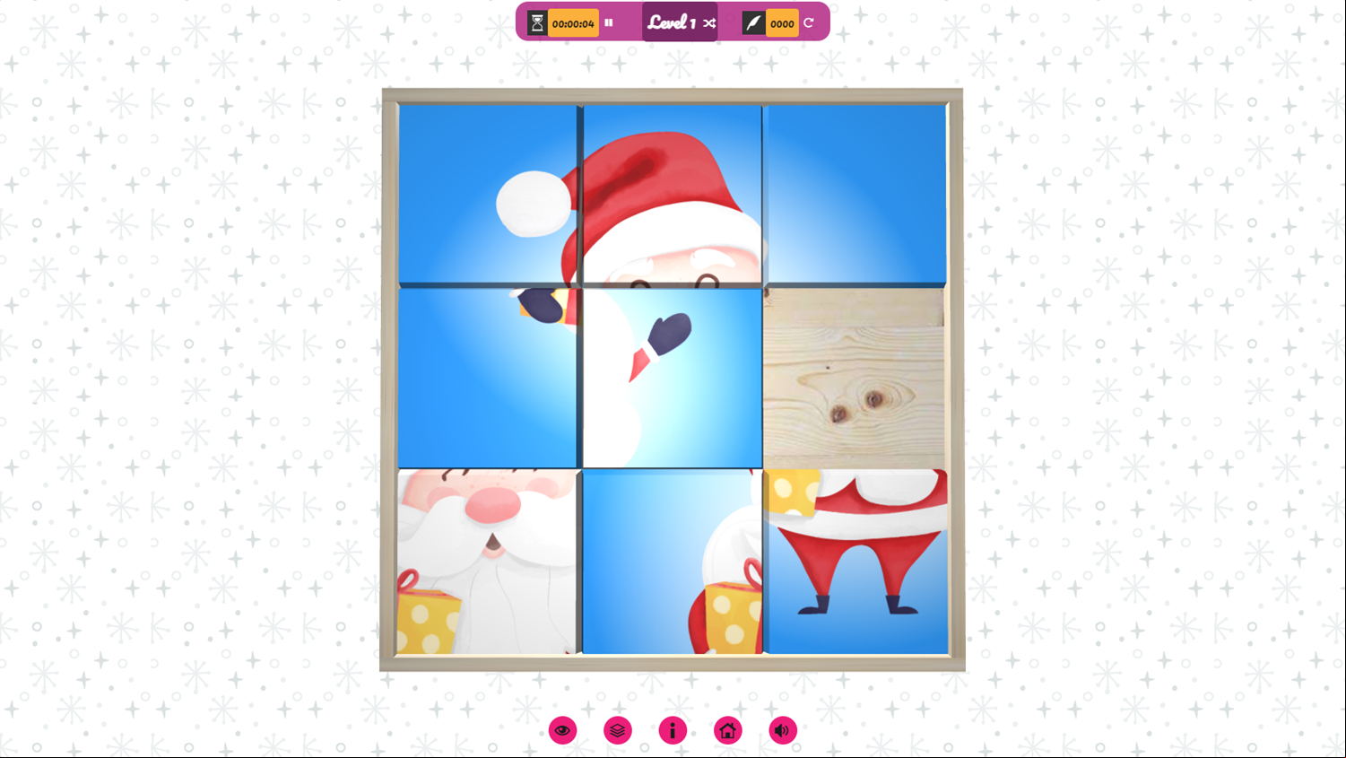 3D Christmas Sliding Puzzle Game Start Screenshot.