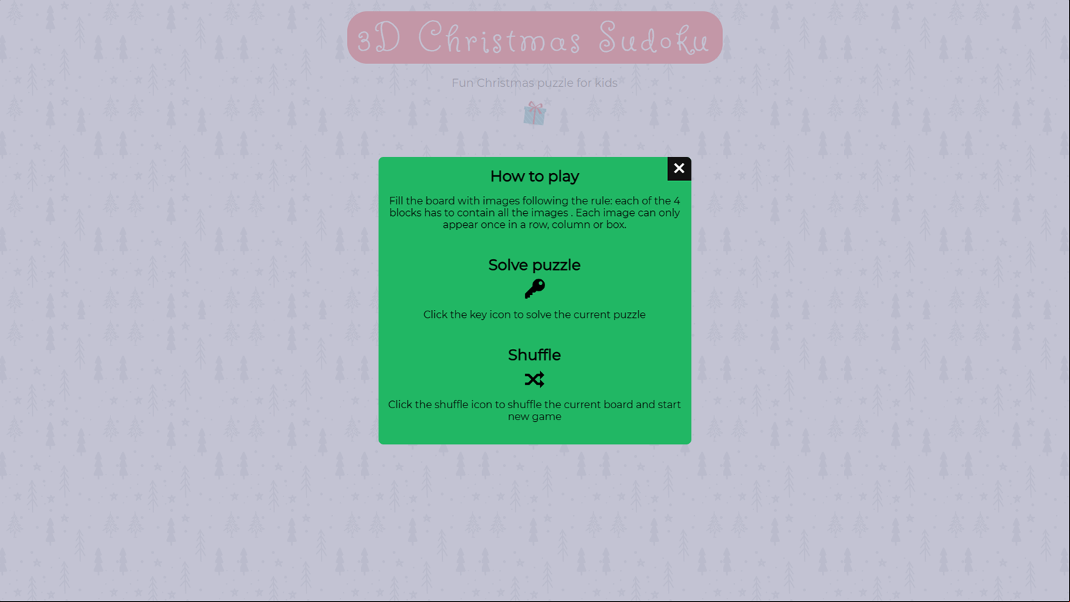 3D Christmas Sudoku Game How To Play Screenshot.