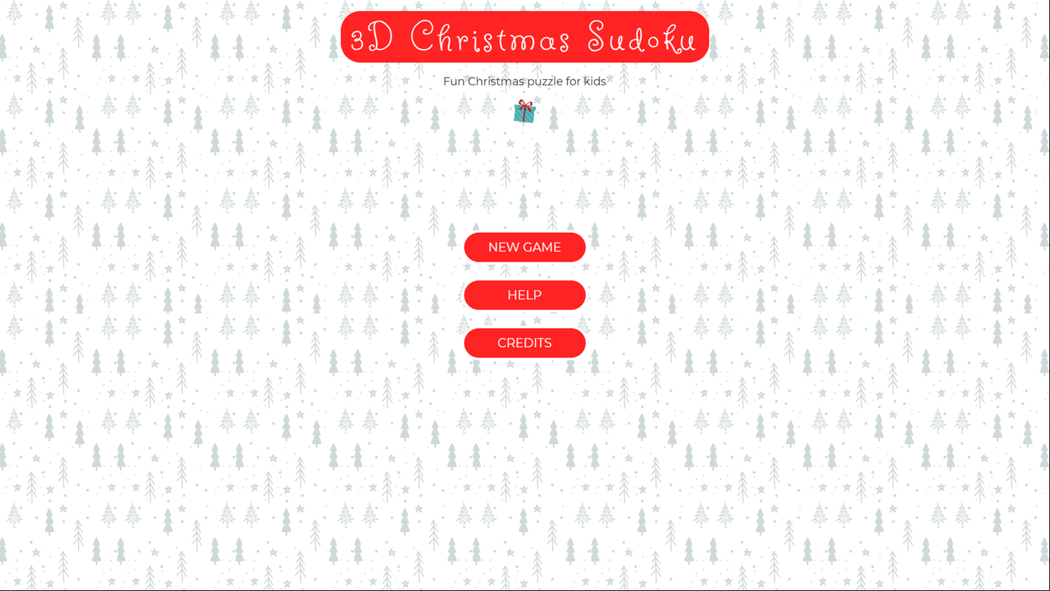 3D Christmas Sudoku Game Welcome Screen Screenshot.