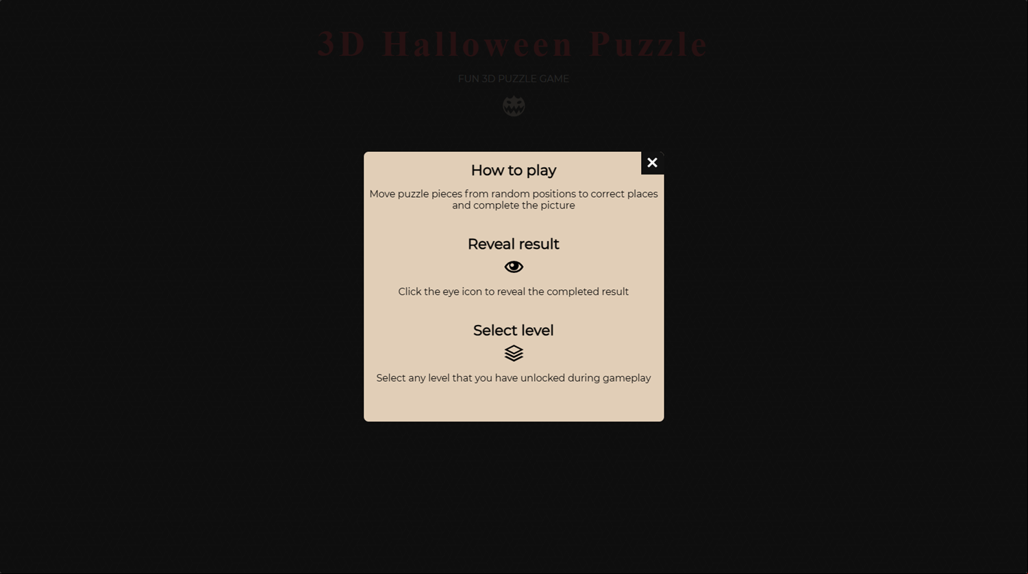 3D Halloween Puzzle Game How To Play Screenshot.