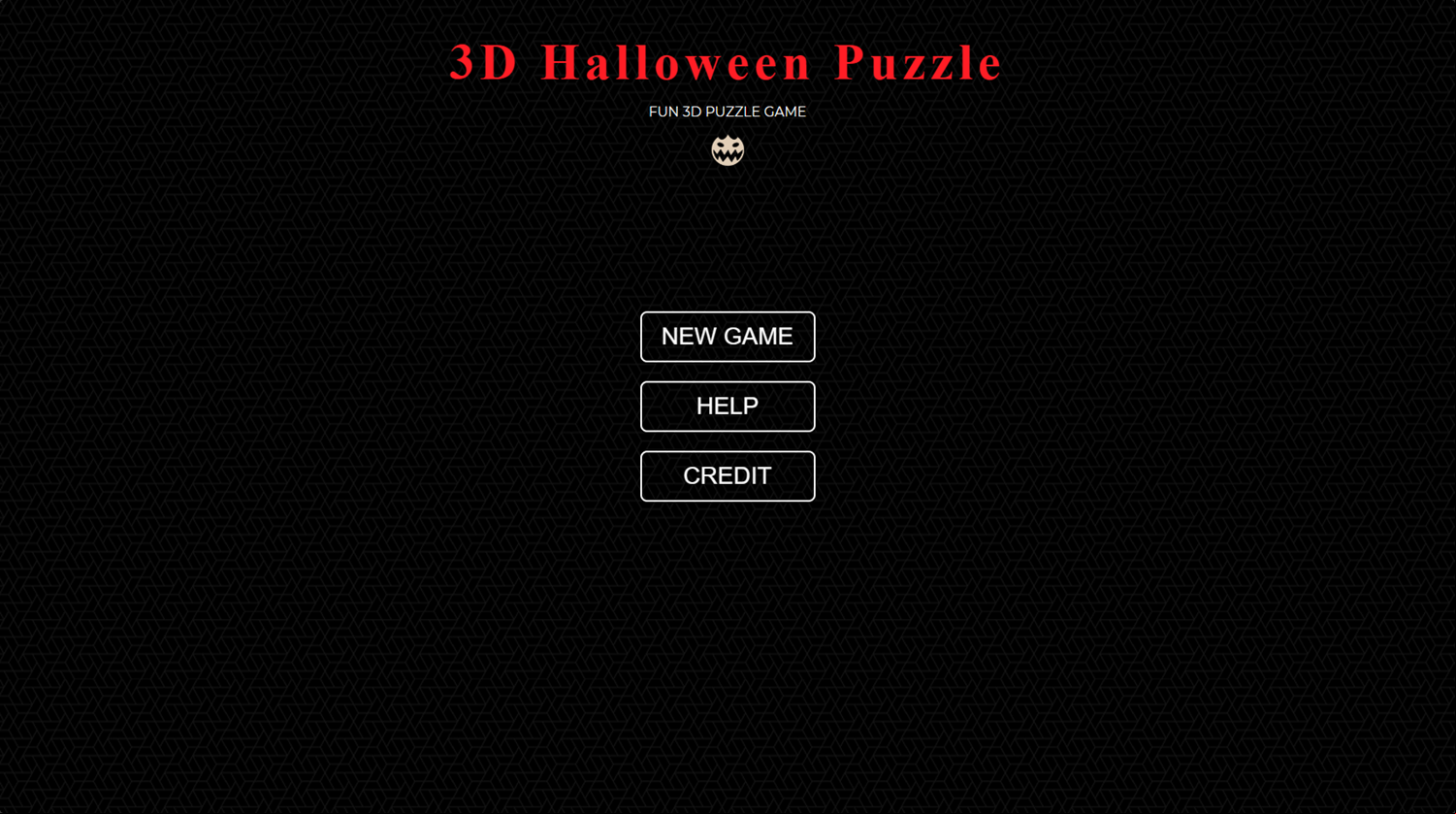 3D Halloween Puzzle Game Welcome Screen Screenshot.