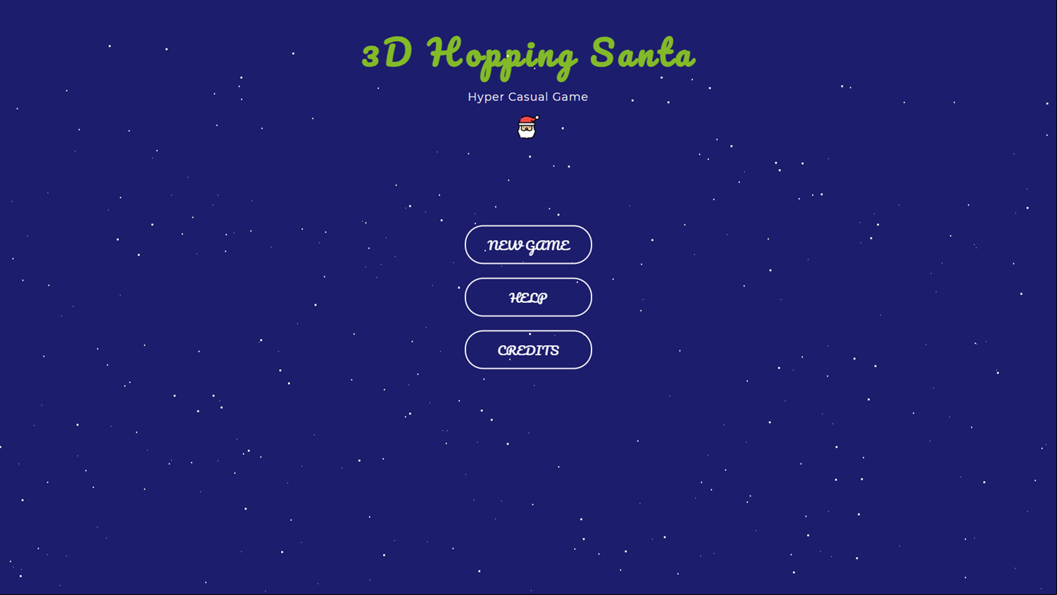 3D Hopping Santa Game Welcome Screen Screenshot.