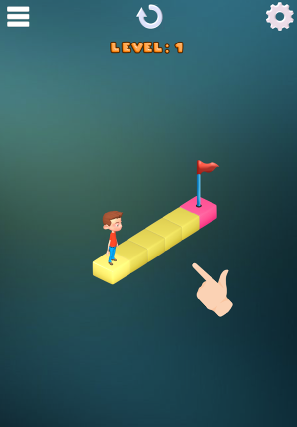 3D Isometric Puzzle Game Start Screenshot.