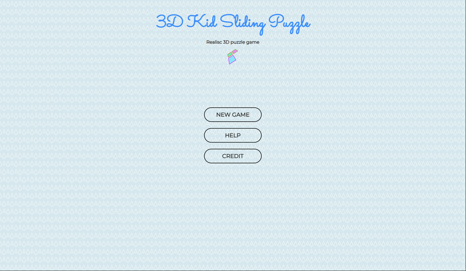 3D Kid Sliding Puzzle Game Welcome Screen Screenshot.