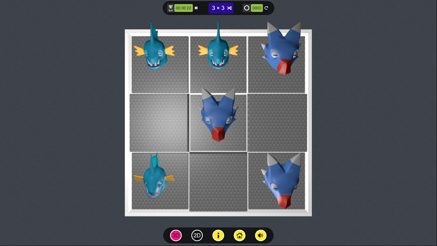 3D Monster Tic Tac Toe Game Level Play Screenshot.