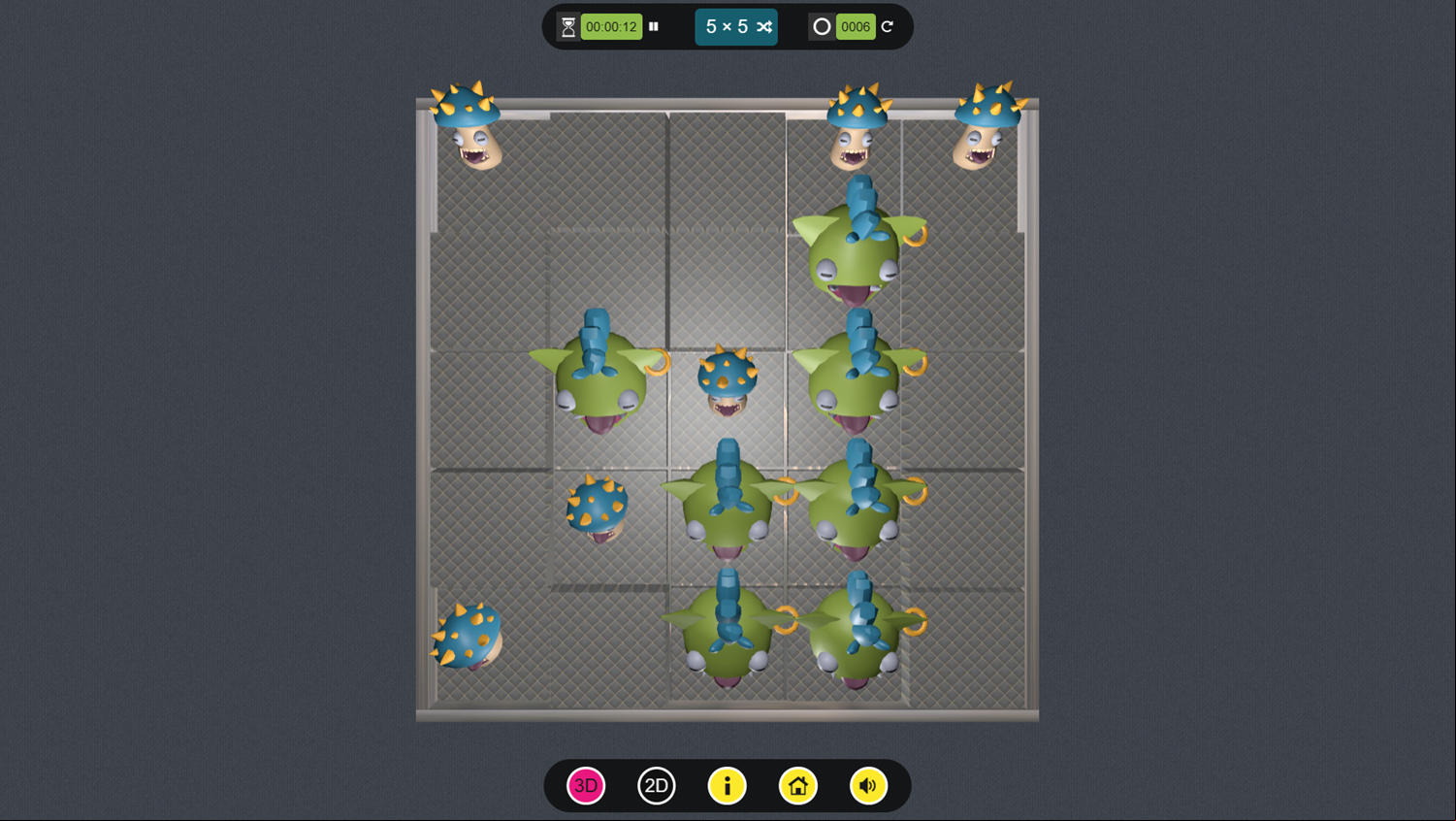 3D Monster Tic Tac Toe Game Level Progress Screenshot.