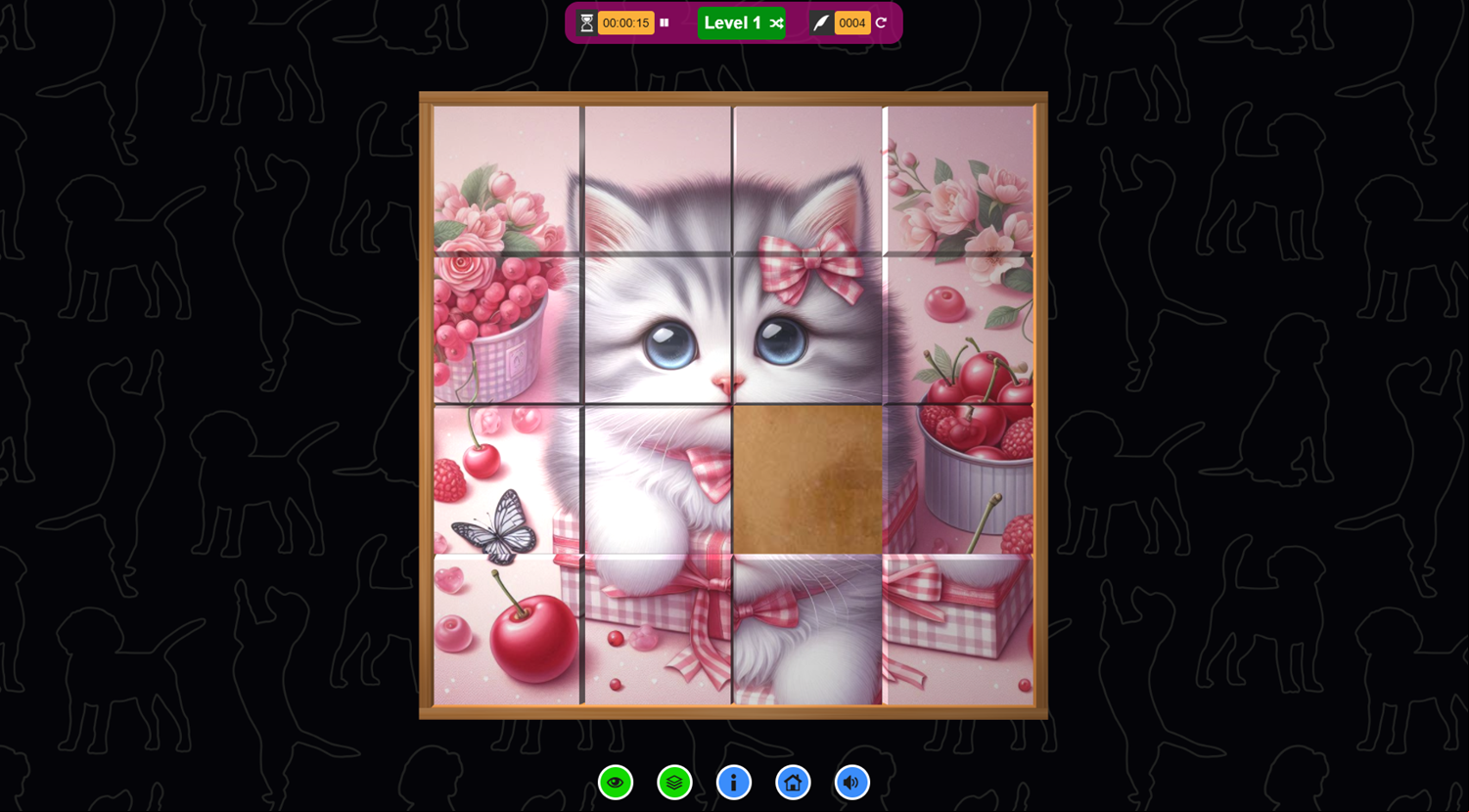 3D Pet Sliding Puzzle Game Level Play Screenshot.