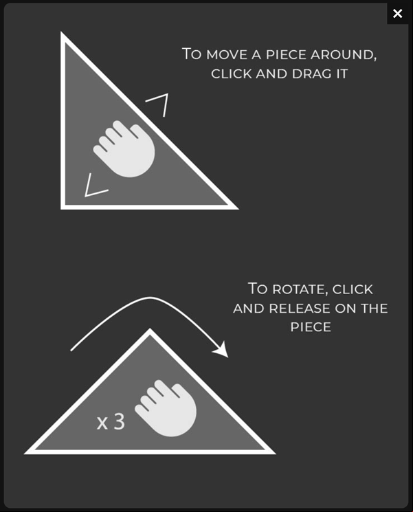 3D Tangram Puzzles Game Instructions Screenshot.