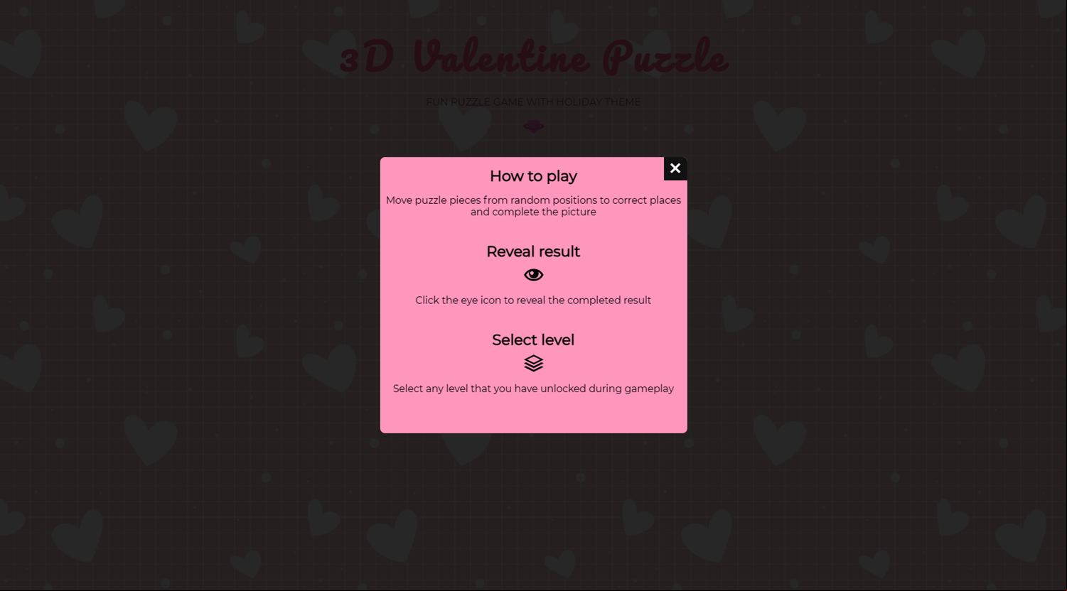 3D Valentine Puzzle Game How To Play Screenshot.