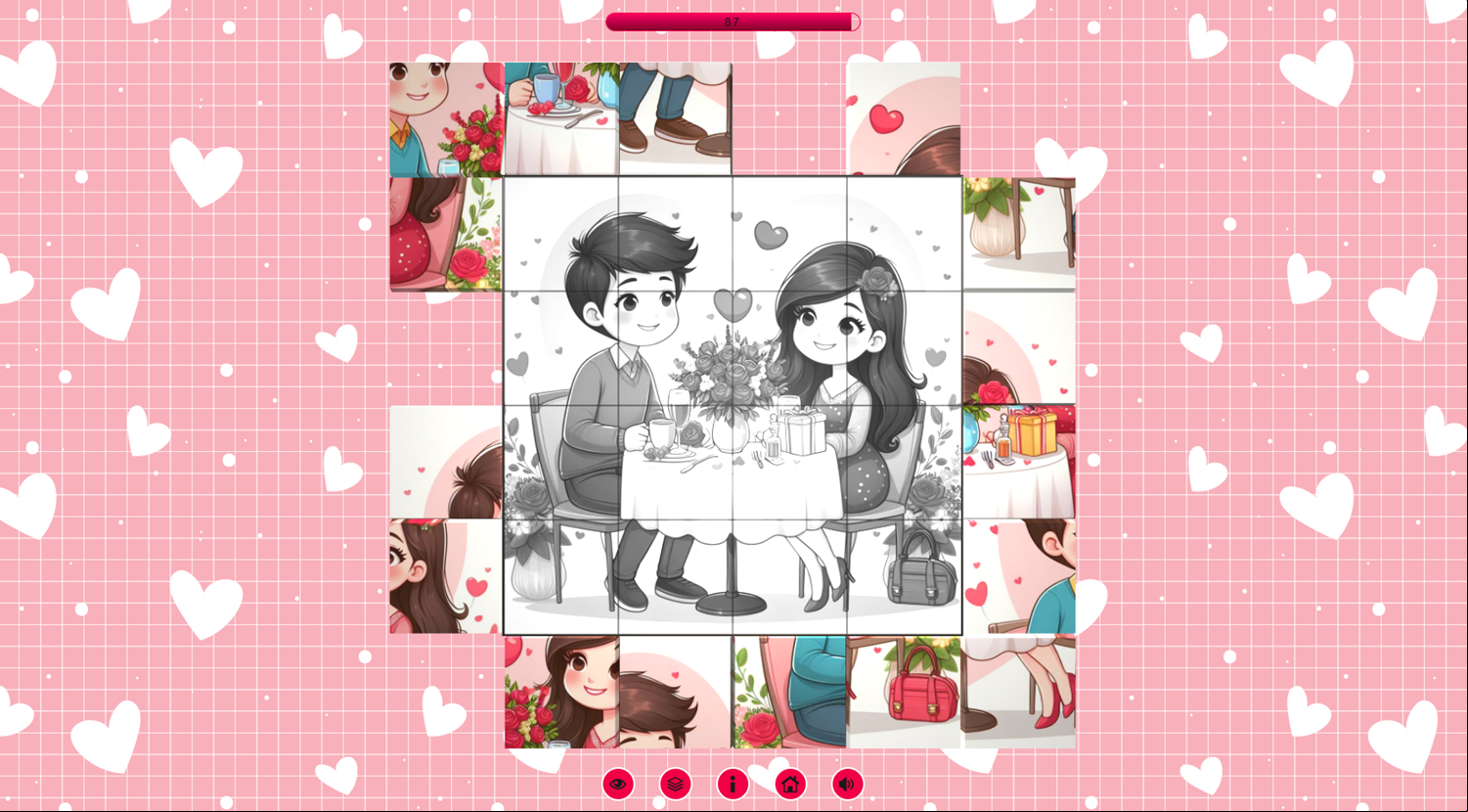 3D Valentine Puzzle Game Level Start Screenshot.