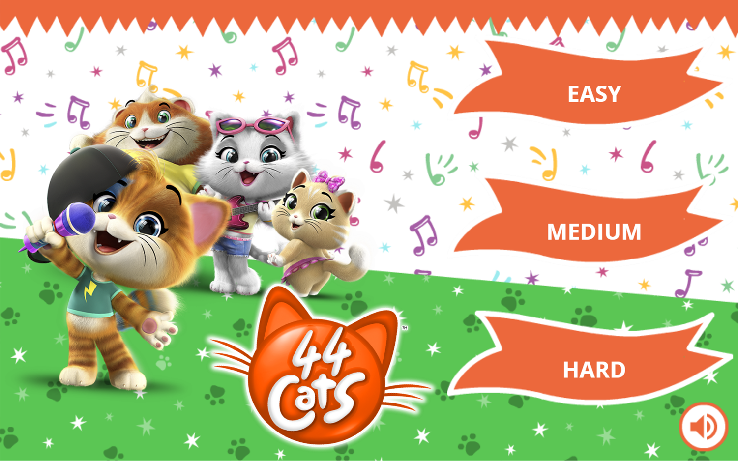 44 Cats Memory Game Difficulty Select Screenshot.