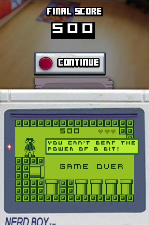 8-Bit Rush Game Over Screen Screenshot.