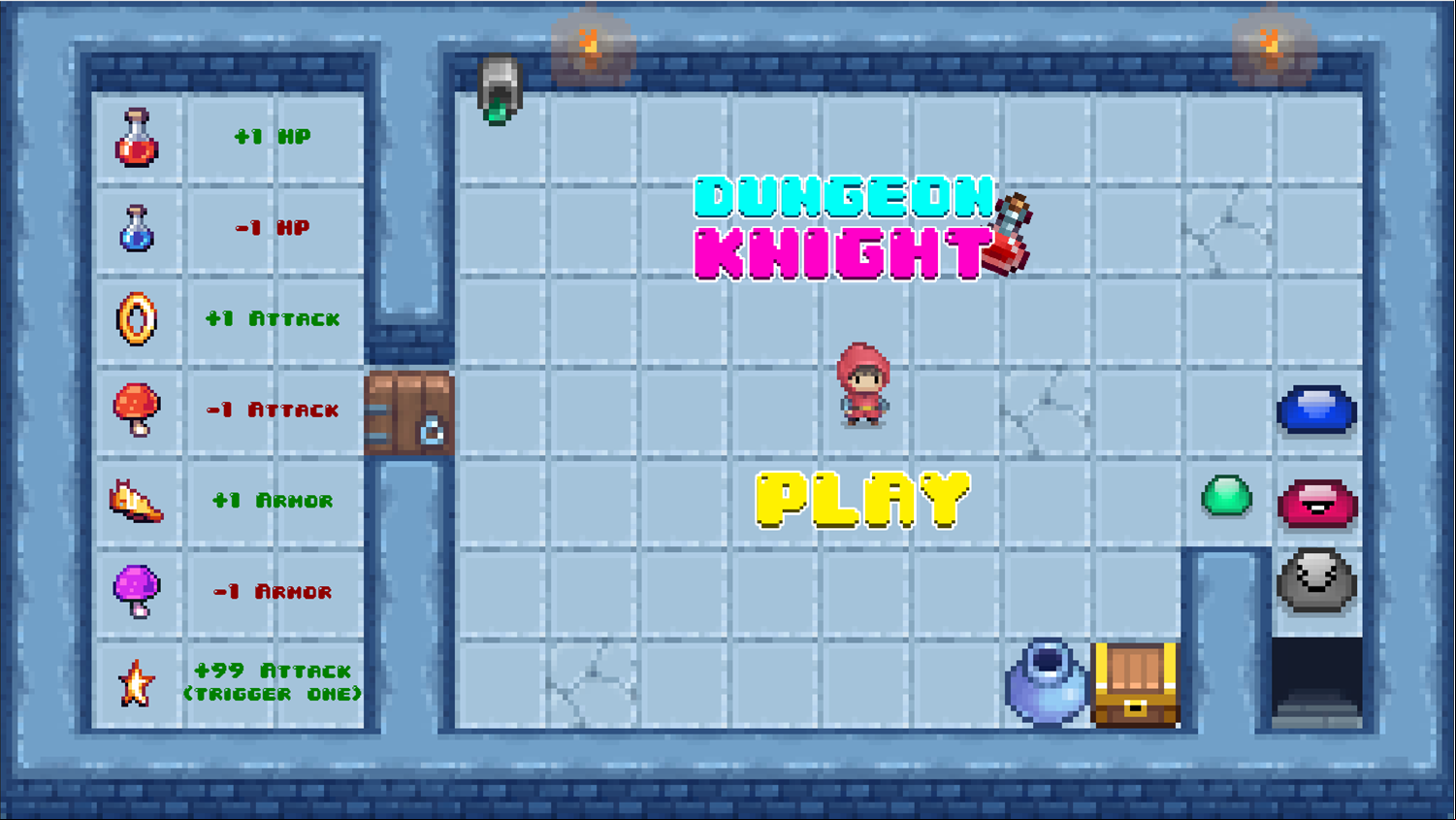 Dungeon Knight Welcome Screen Screenshot.