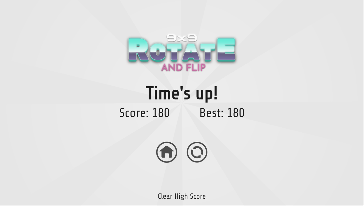 9x9 Rotate and Flip Game Time's Up Screenshot.