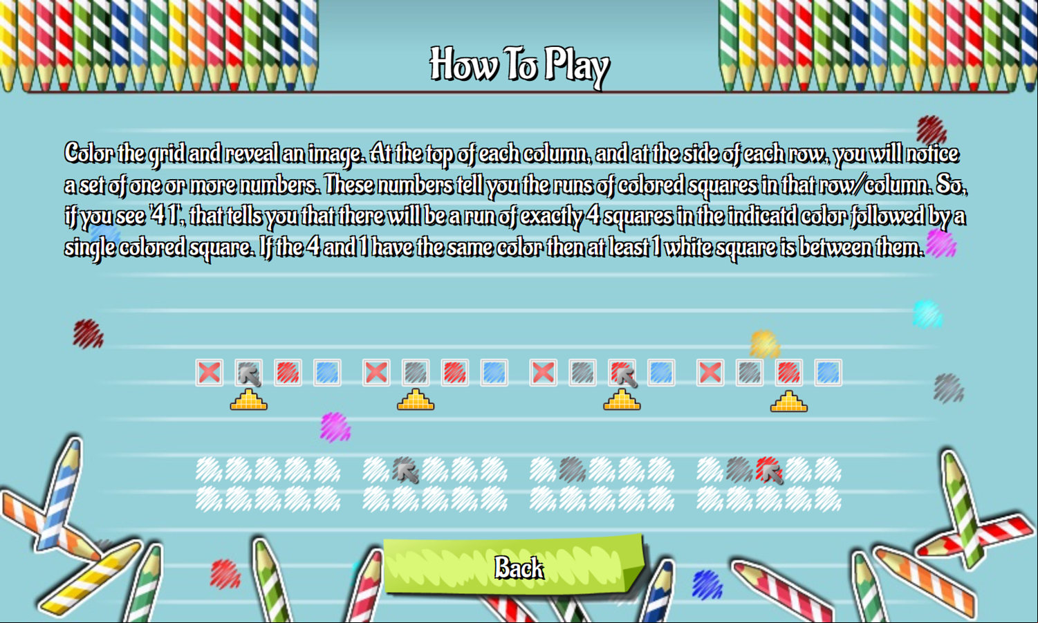 A Nonogram a Day Game How To Play Screenshot.