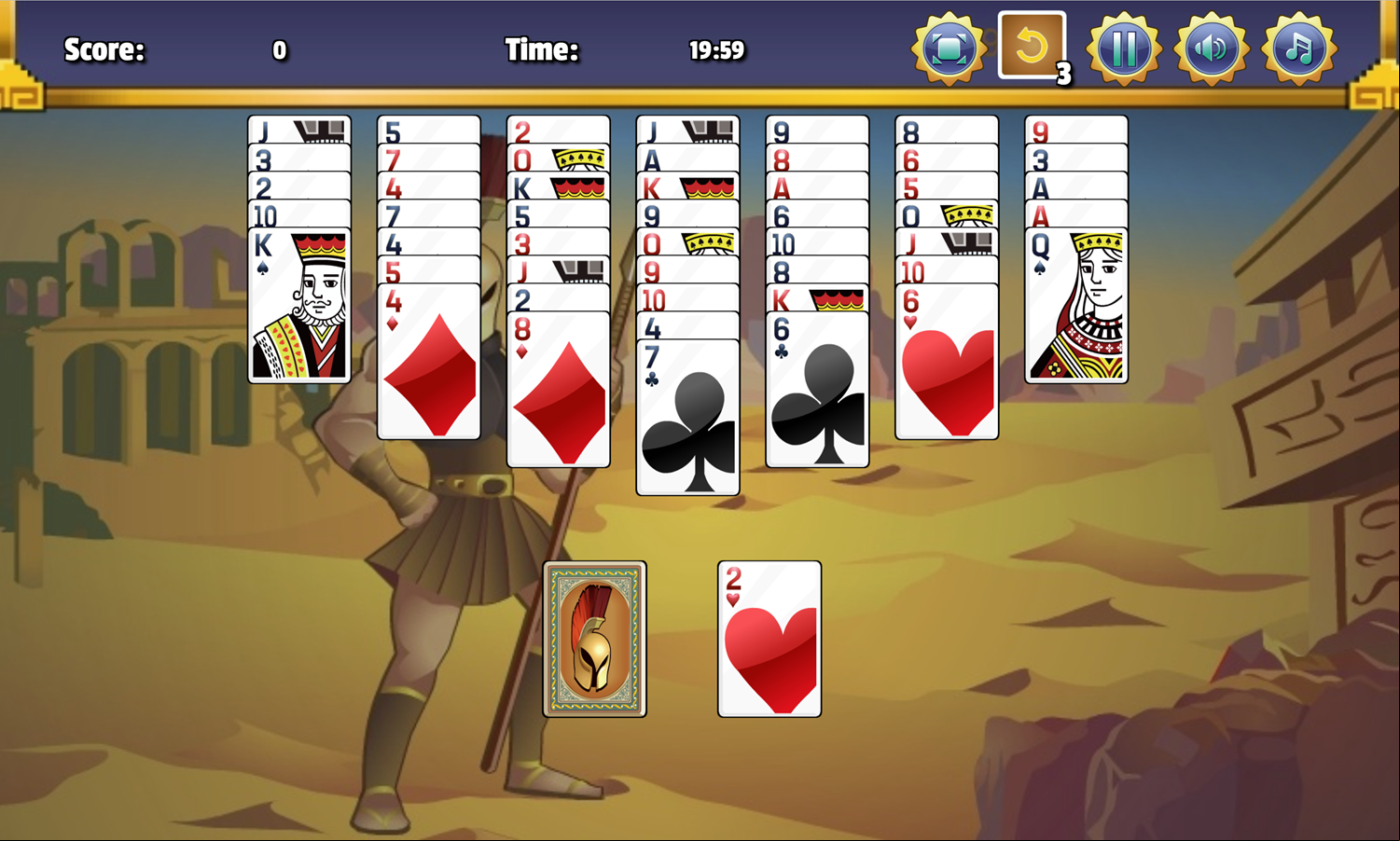 Achilles Solitaire Game Screenshot.