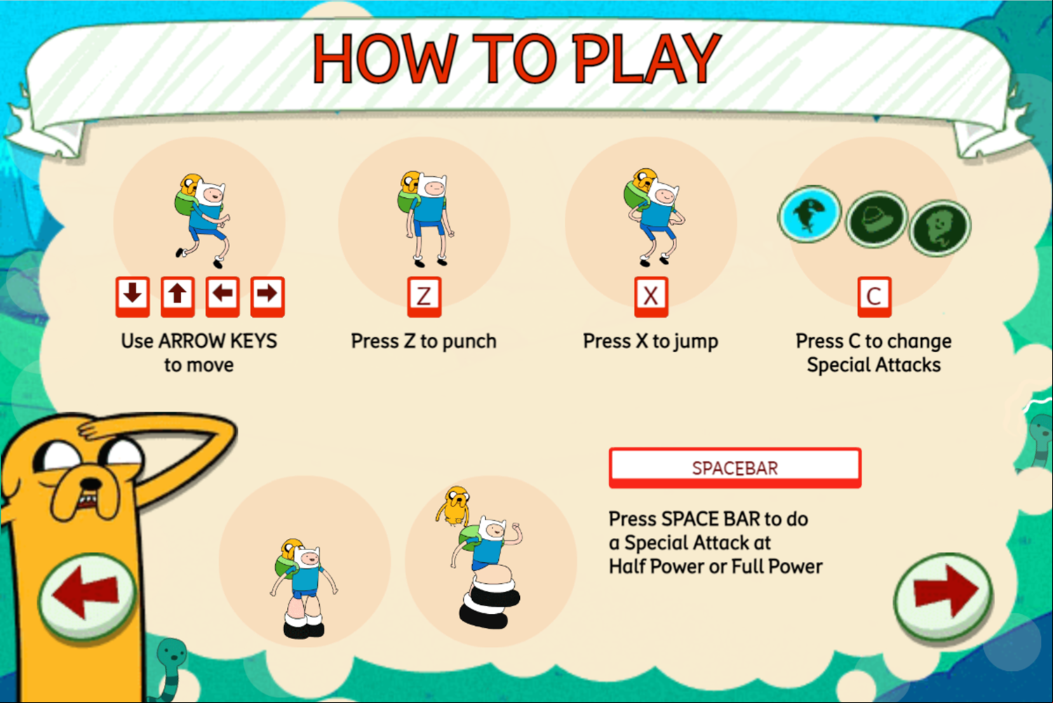 Adventure Time Break the Worm Gameplay Instructions Screenshot.