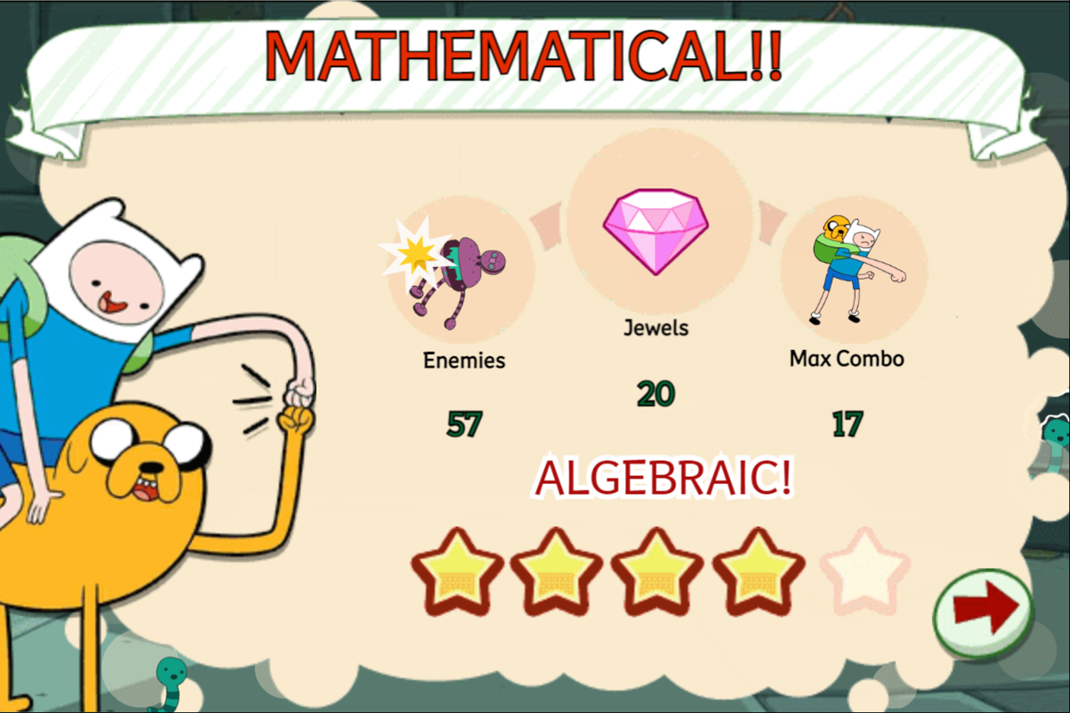 Adventure Time Break the Worm Level Beat Screenshot.