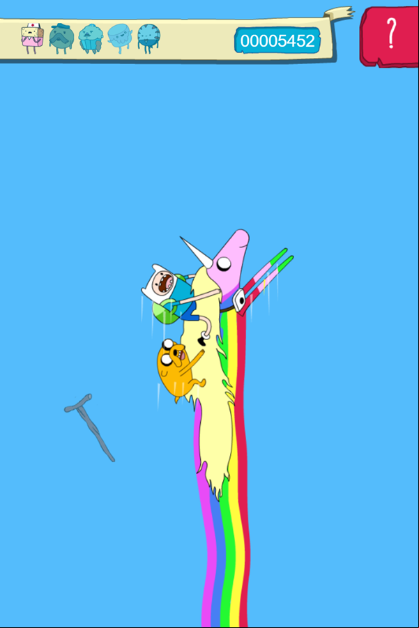 Adventure Time Candy Dive Game Rainicorn Lift Screenshot.