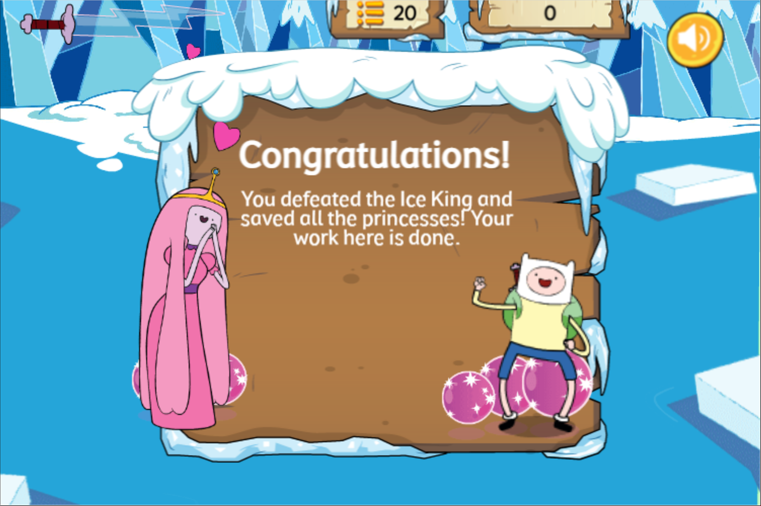 Adventure Time Frosty Fight Game Beat Screenshot.