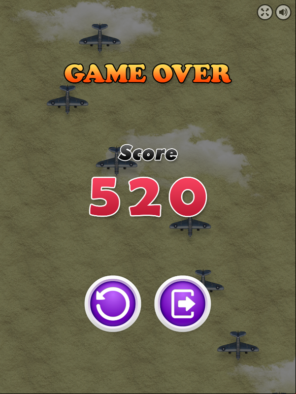 Air Hunter Game Over Screenshot.