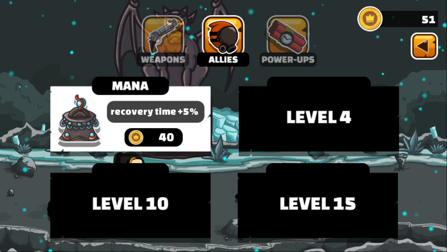 Alexandria Attacks Game Allies Upgrades Screen Screenshot.