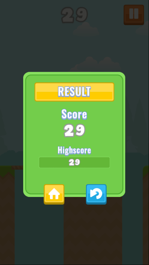 Alien Bridge Game Over Screenshot.