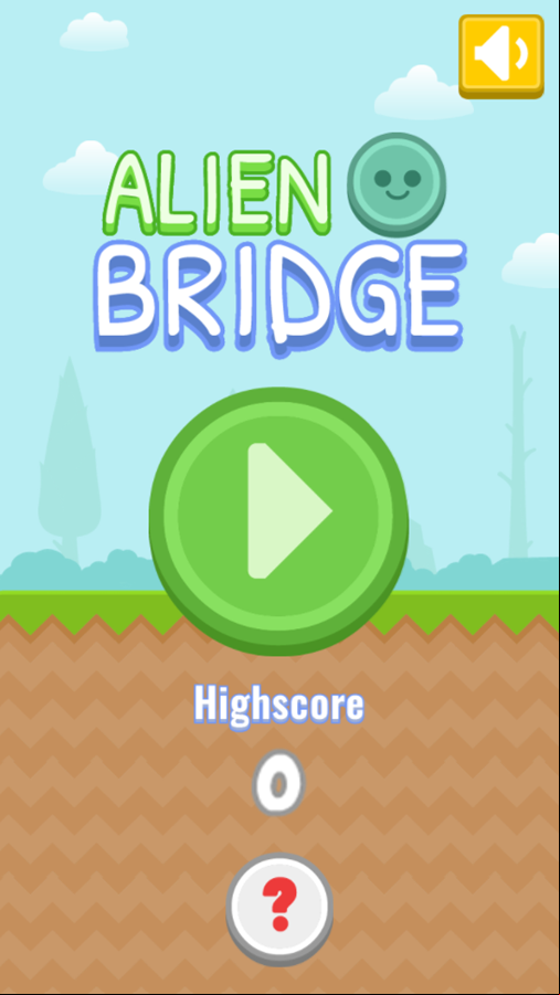 Alien Bridge Game Welcome Screen Screenshot.