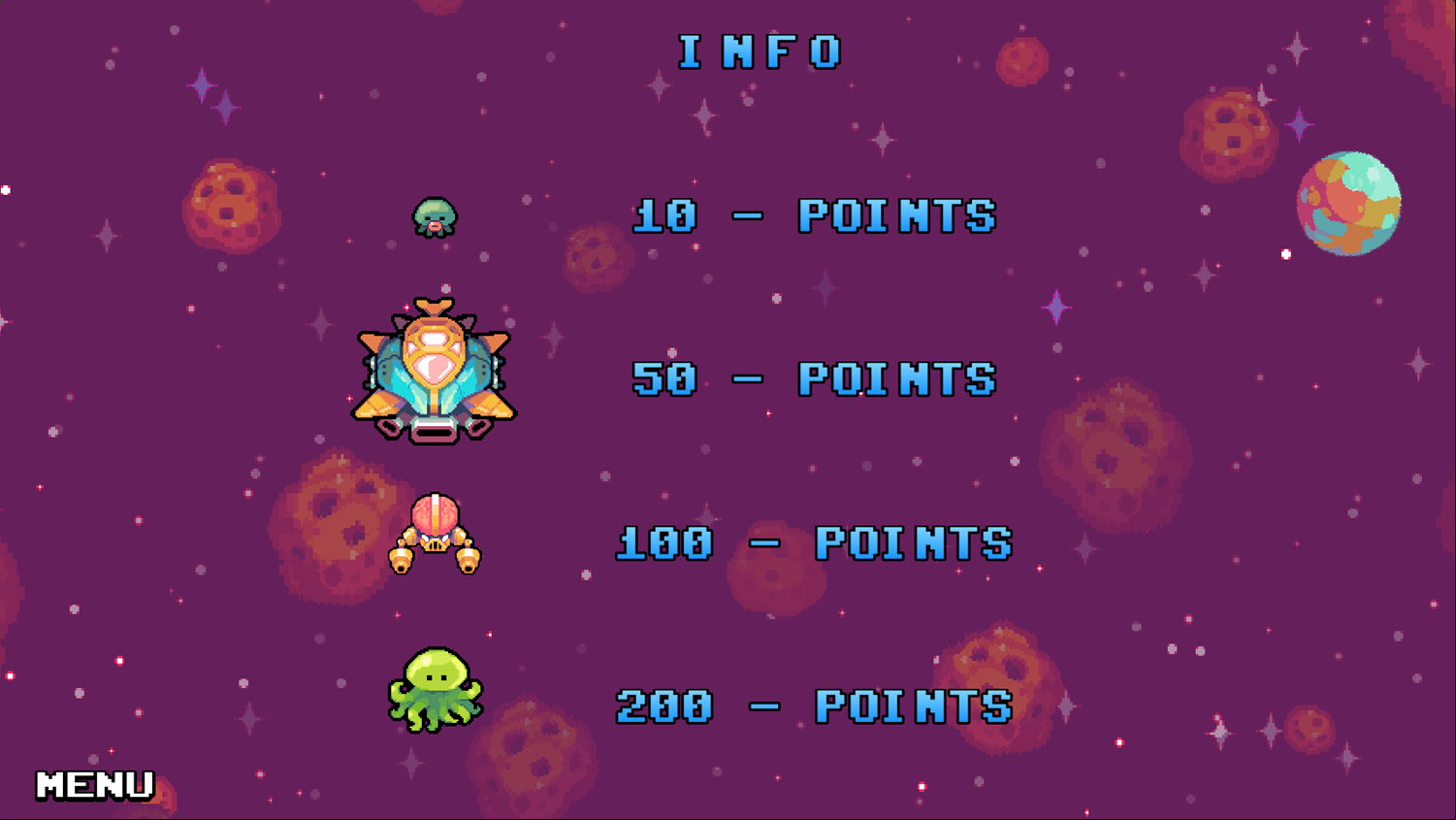 Alien Space War Game Info Screenshot.