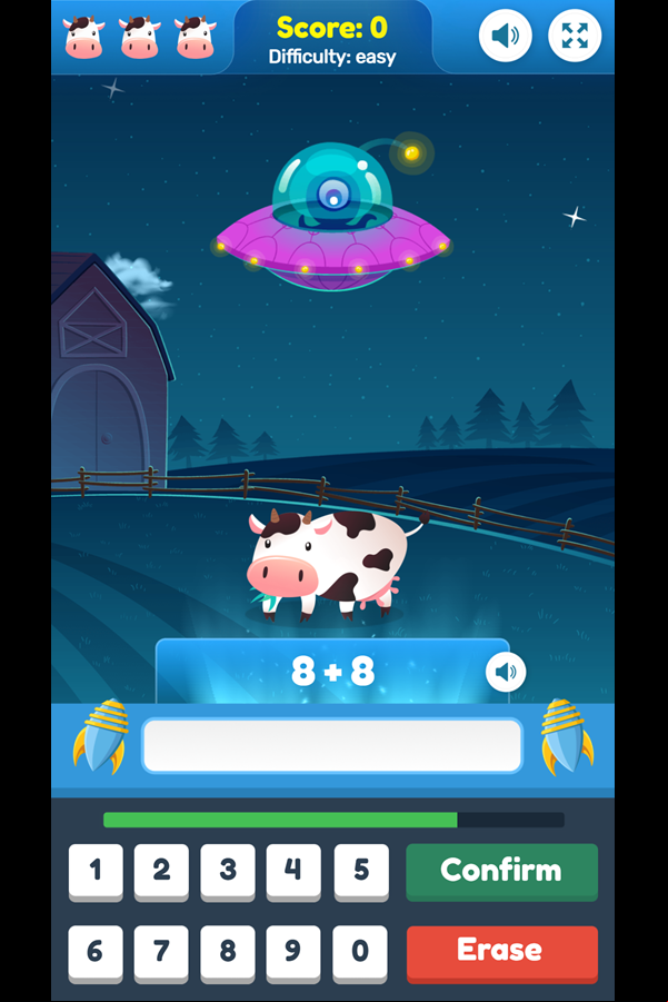 Aliens Vs Math Game Screenshot.