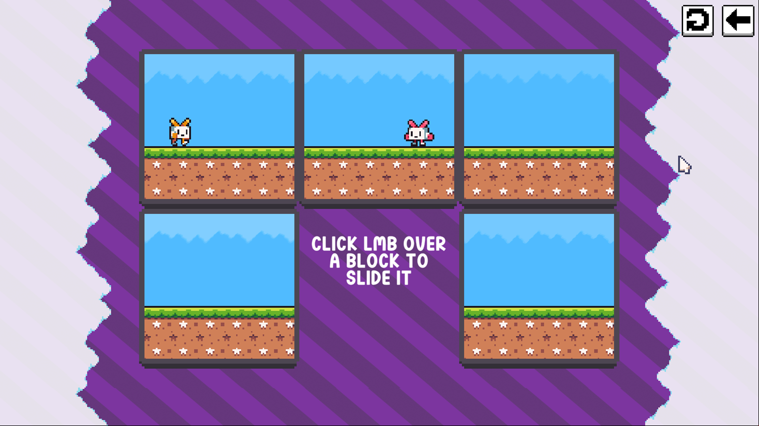 Alpha and Nora Game Level Start Screenshot.