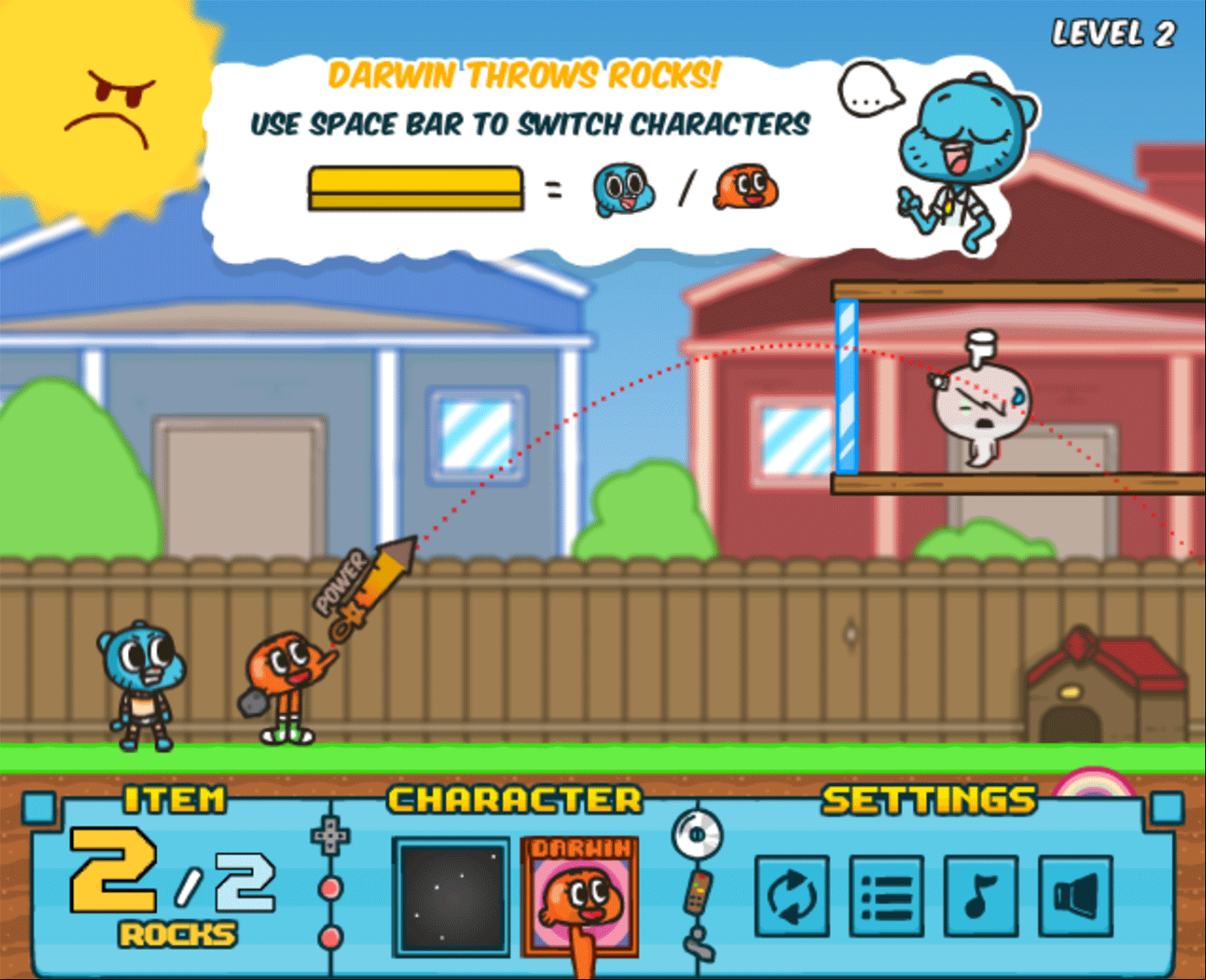 Amazing World of Gumball Water Sons Game Instructions Screenshot.
