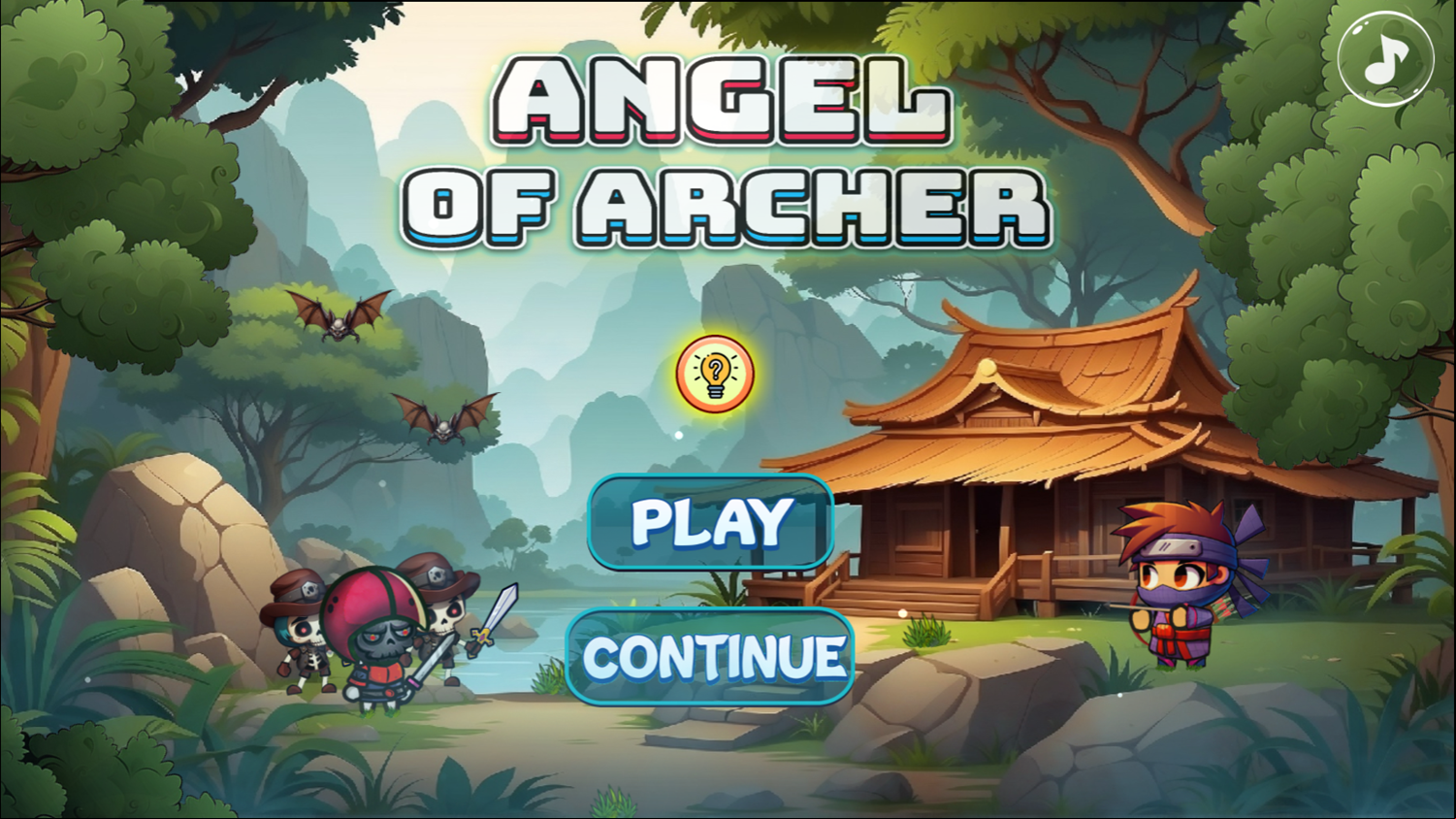 Angel of Archer Game Welcome Screen Screenshot.