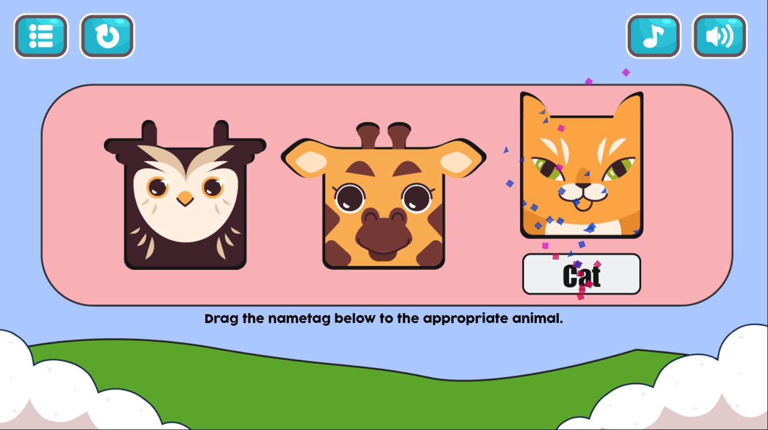 Animal Game Answer Screenshot.