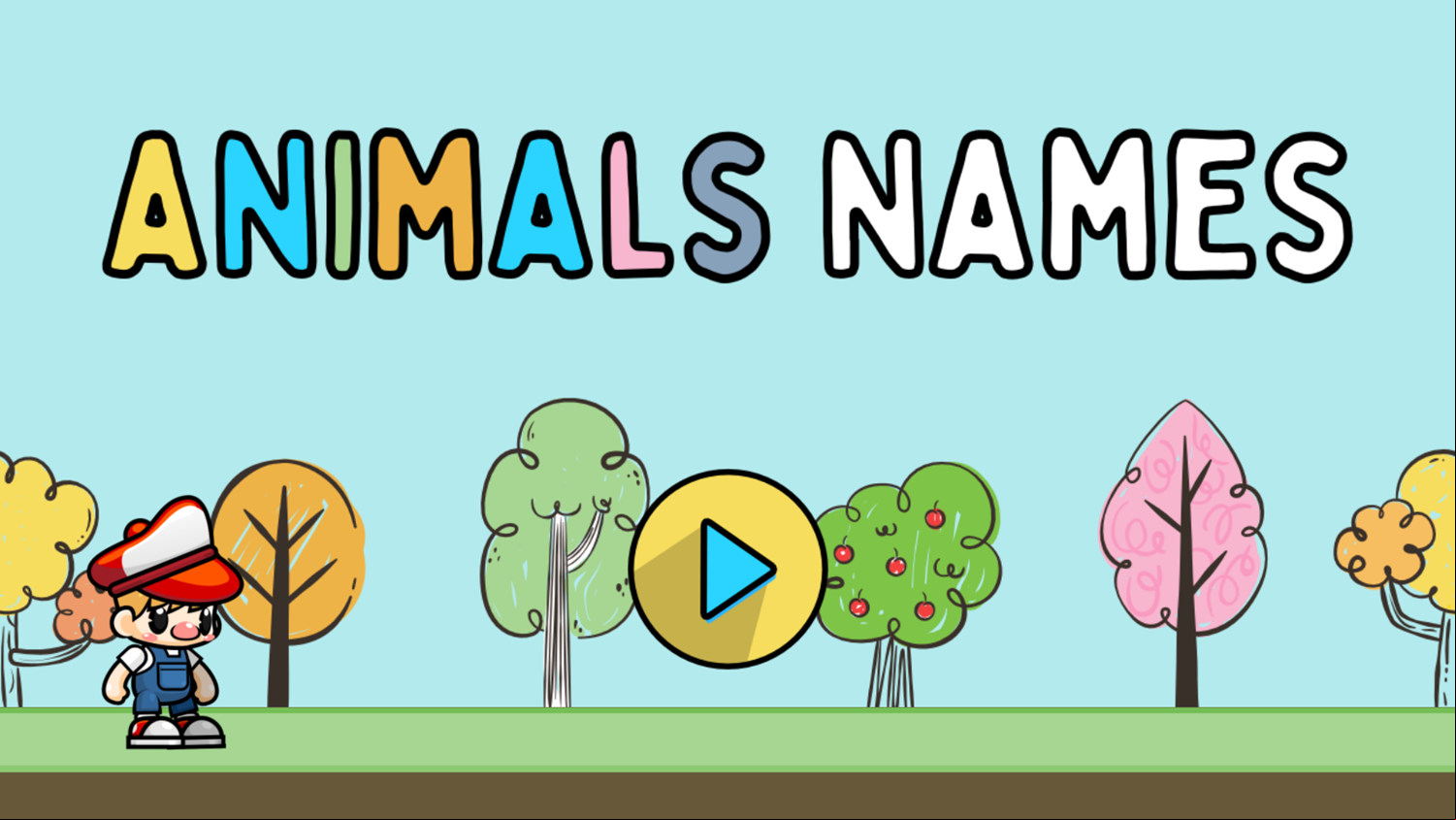 Animals Names Game Welcome Screen Screenshot.
