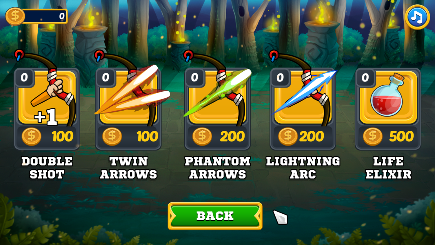 Archery Hunter Game Item Shop Screenshot.