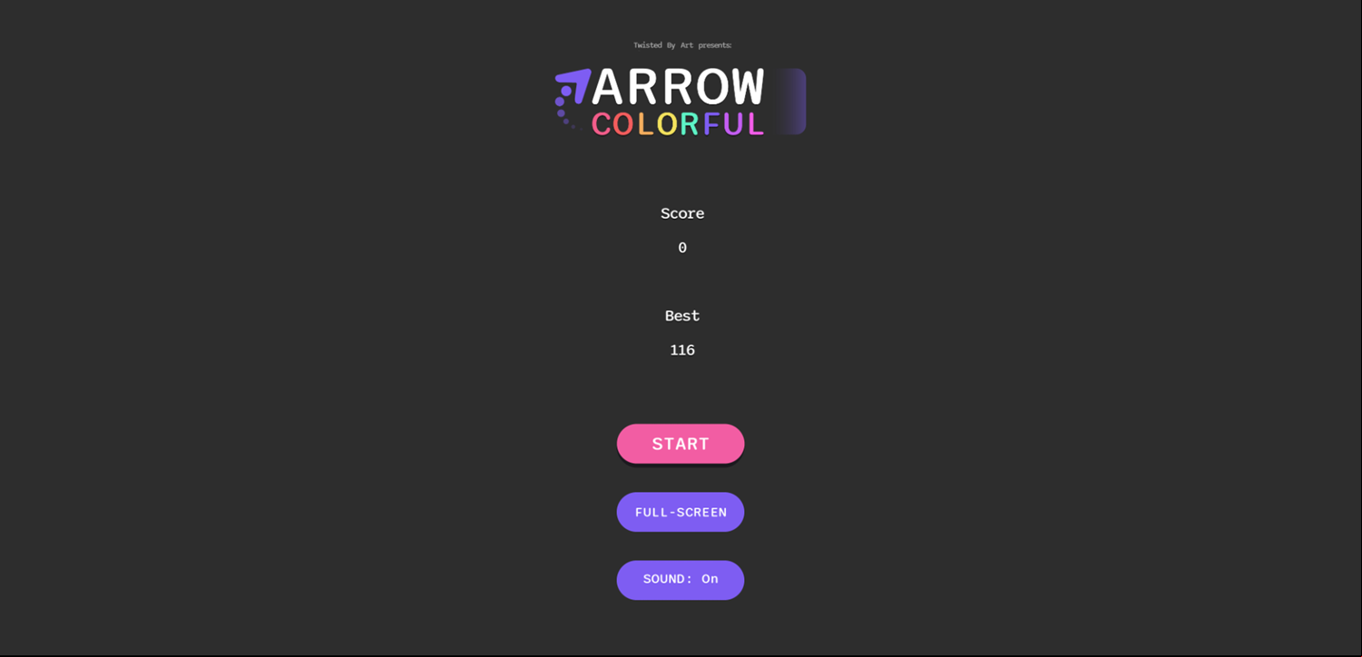 Arrow Colorful Game Welcome Screen Screenshot.