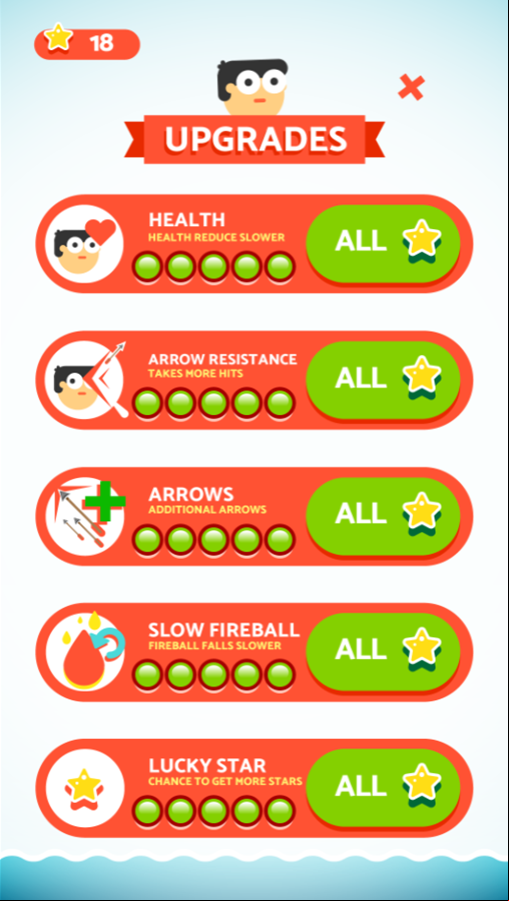 Arrow Shooter Game Upgrades Complete Screen Screenshot.