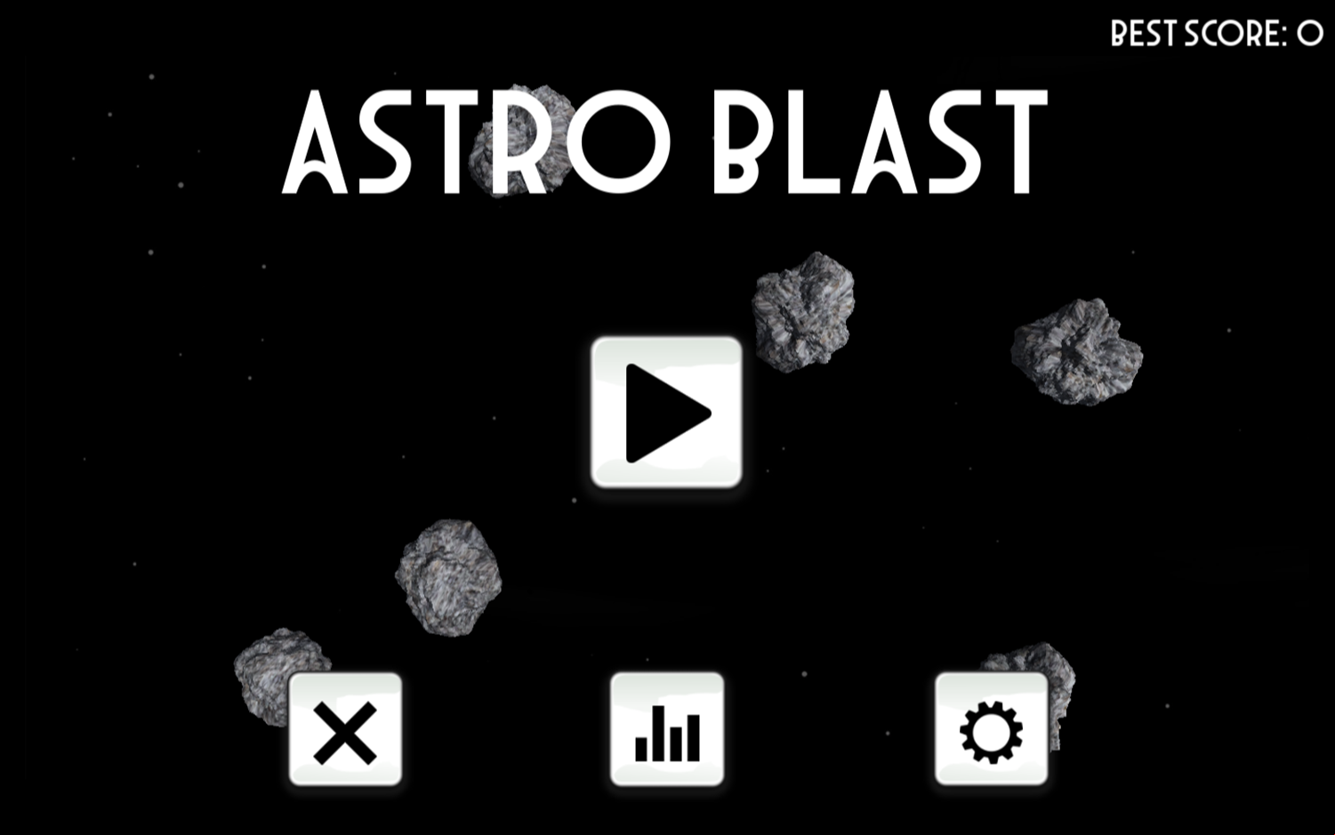 Astro Blast Game Welcome Screen Screenshot.