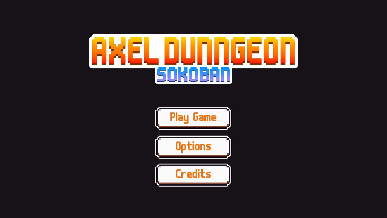 Axel Dungeon Sokoban Game Welcome Screen Screenshot.
